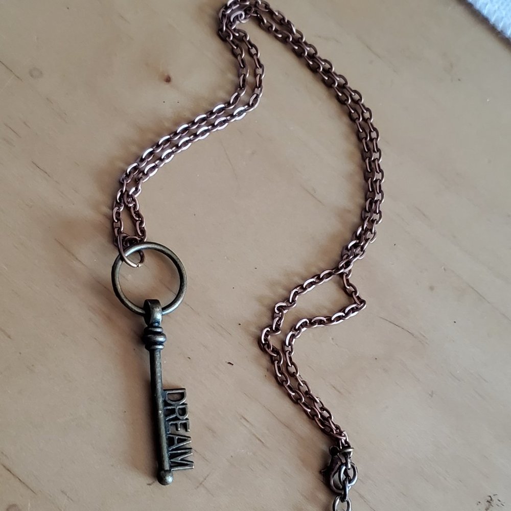 20" Bronze Tone Dream Key Pendant Necklace Artisan
